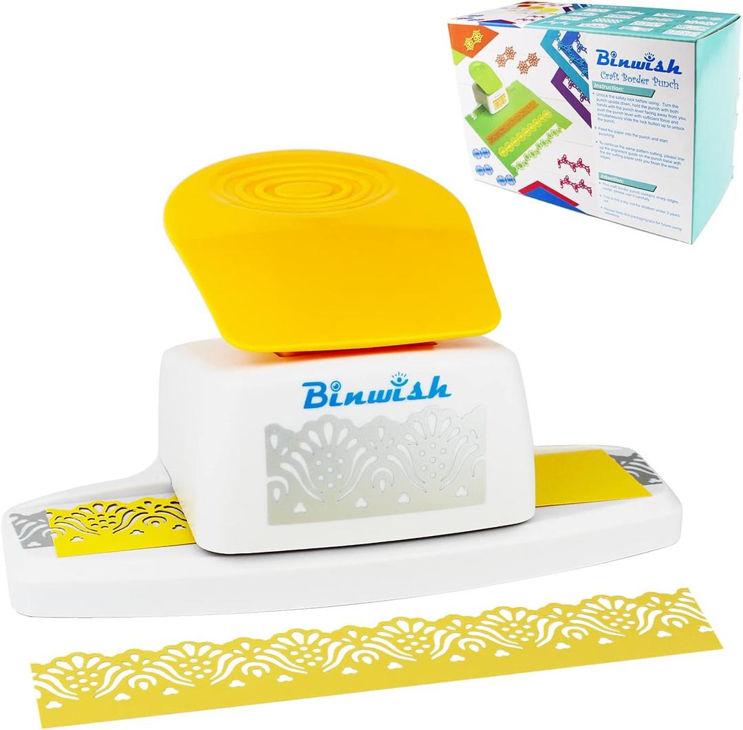 BINWISH Craft Border Punch, Cardstock Punch, Paper Edger Making Lacy Scroll Edge for Scrapbooking Large Repeating Decorative Thicker Paper Tool - Peacock Orange