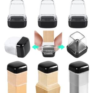 Ezprotekt 24 Pcs Chair Sliders for Carpet, Square Chair Glides for Carpet, Teflon Furniture Pads Glides, Bar Stool Protectors Caps, Furniture Sliders for Chair Table Desk Clear (S Fit: 0.55"- 0.75")