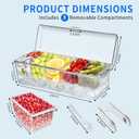 Large Ice Chilled Condiment CaddyChilled Condiment Containers Server with Lids for 5 Removable Compartments (2.5 cup)Serving Platters, Fruit & Garnish Tray for Party Supplies & Bar Accessories