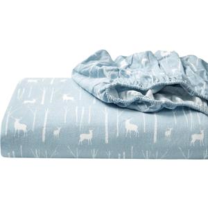 Eddie Bauer - Flannel Sheets Queen Size, Anti-Pilling & Wrinkle Resistant Cotton, Touchably Soft for All-Season Comfort - Bed Sheets with Matching Pillowcases & Fitted Sheet (Birch Forest Light Blue)