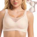 PRETTYWELL Wireless Bras for Women Molded Cup Comfort Push up Bra Mesh Seamless Full Coverage No Underwire Bra A to D Cup (S)