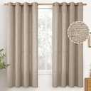 YoungsTex Dark Oatmeal Linen Curtains 68 Inch Length for Living Room, Light Filtering Burlap Textured Drapes with Bronze Grommet Privacy for Bedroom Farmhouse Rustic, 52 x 68 Inch, 2 Panels
