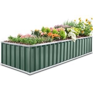 KING BIRD Galvanized Raised Garden Bed with 2 Installation Methods for DIY, 101" x 36" x 18" Heightened Planter Kit Box Outdoor for Deep-Rooted Vegetables, Flowers, Green