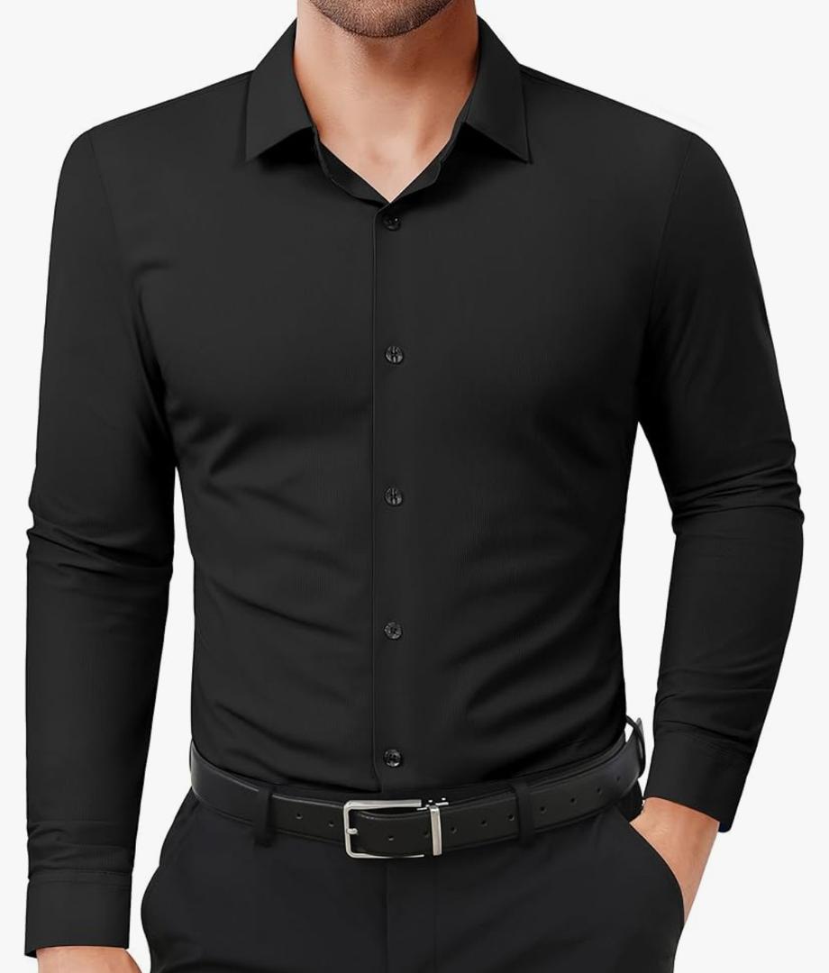 Lion Nardo Slim Fit Dress Shirts for Men Stretch Muscle Fit Long Sleeve Dress Shirts Wrinkle Free Formal Button Down Shirts XL