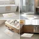 Foldable Stone Bath Mat,Super Absorbent Diatomaceous Earth Shower Mats, 24" x 16" Non-Slip Quick Drying Mats for Bathroom Floor, Easy to Store Bathroom Rugs, Easy to Clean, Elegant & Modern Design (Pink Flowers)