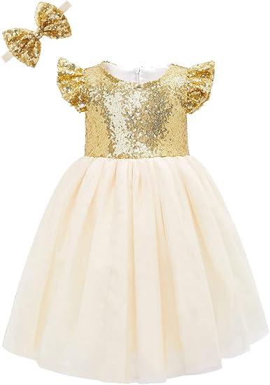 Cilucu Girl Sequin Ruffle Dress Tutu Flower Girls Dress Princess Sparkle, 3T