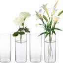 Glass Cylinder Vase, Tall 5.9inch Clear Flowers Vases for Table Decorations, Wedding, Party, Hurricane Floating Candle Holder,Receptions, Home Decor (4)