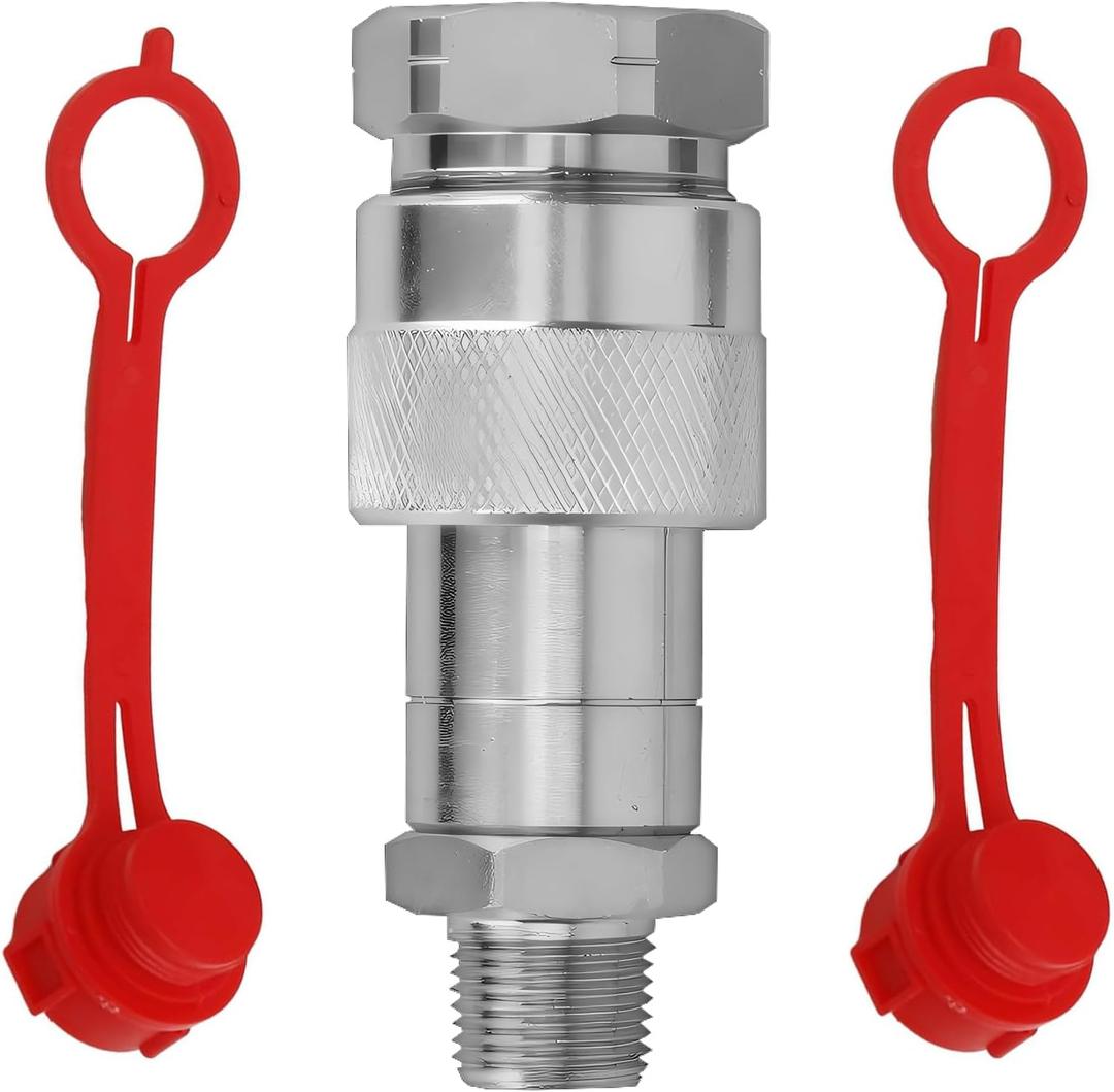 3/8" NPT 10000 PSI Hydraulic Quick Coupler Set | Heavy-Duty Carbon Steel Quick Disconnect Couplings for Enerpac C-604, Parker 3000 Series | Includes Male & Female Plugs with Dust Caps