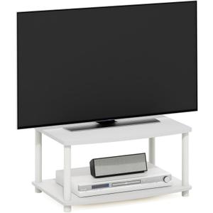 Furinno Turn-N-Tube TV Riser Stand, 2-Tier Small Elevated No Tools TV Stand, TV Console for TV up to 32 inch, 15.8 x 23.8 x 11, for Living Room, Bedroom, White