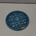 Antrader Cast Iron Trivet, Enameled Pot Stands with Rubber Feet, Heat Resistant Metal Hot Pot Holder for Table & Countertop Protection,Blue