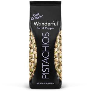 Wonderful Pistachios In Shell, Salt & Pepper Flavored Nuts, 48 Ounce Bag, Protein Snacks, Gluten Free, Healthy Snacks for Adults