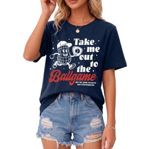 Baseball Mom T-Shirt Women Baseball Shirt Graphic Top for Daily (Gray, XXL)