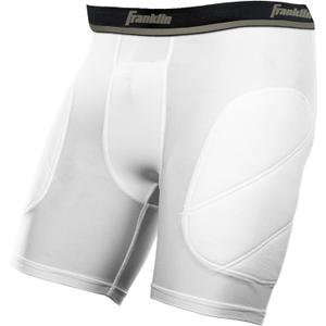 Franklin Sports Youth Compression Sliding Shorts - Kids Compression Underwear with Cup Pocket - Padded Baseball Sliding Short (Large, White/Black)