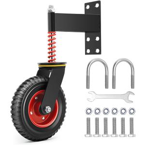 W B D WEIBIDA Heavy Duty Gate Wheel - 8 Inch Fence Gate Wheel 600 LBS Capacity with Shock Absorbing Spring, Swivel Gate Wheels for Metal Tube and Wooden Gate, Dual Mount Options (Straight/ U-Bolt)
