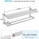 VOTZAAQ Towel Racks for Bathroom - 24 in Bath Towel Shelf with Double Towel Bar, Stainless Steel Towel Storage for Lavatory Wall Mounted, 2-Tier Towel Hanger Towel Holder, Brushed Nickel