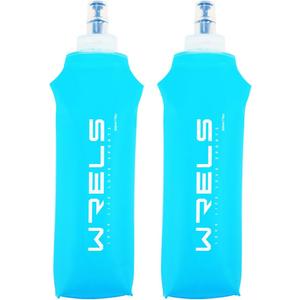 TPU Soft Flask Lightweight Portable Reusable Water Bottle,BPA Free Collapsible Flask for Hydration Pack in Running Hiking Cycling and Marathon (500ml/16.9oz-2 Pack-Light Blue)