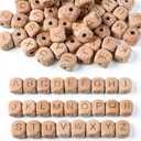 52 PCS 12mm Wooden Cube Letter Bead, A-Z Square Large Alphabet Cube Beads, Large Hole Wood Spacer Beads Bulk for Jewelry Making Bracelet Necklaces DIY Crafts