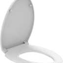 R&T Elongated Toilet Seat 18.5"Slow Close Heavy Duty Standard Toilet Seat, Easy to Install, Easy to Remove, Plastic White B1130