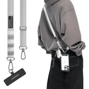 MAGEASY Universal Cell Phone Lanyard Crossbody - Anti-Theft Crossbody Phone Strap for iPhone 16 Pro Max & Most Smartphones, for Men & Women | 20mm (Galaxy Gray)