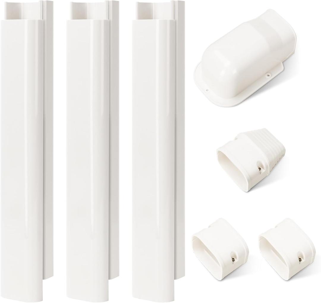 3" W 4.2Ft L Line Set Cover Kit for Mini Split Air Conditioners Decorative PVC Slim Line Cover for Central AC & Heat Pumps Systems Tubing Cover