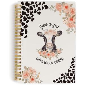 Cow Spiral Notebook, Cow Print Notebook, Just a Girl Who Loves Cows 5.5"x8.3" 164pages Lined Journal Notebooks College Ruled, Cow Lover Gifts Hardcover Notebook for Girls School Supplies