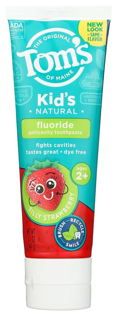 Tom's of Maine Natural Kid's Fluoride Toothpaste, Silly Strawberry, 5.1 oz. (back in original formula)