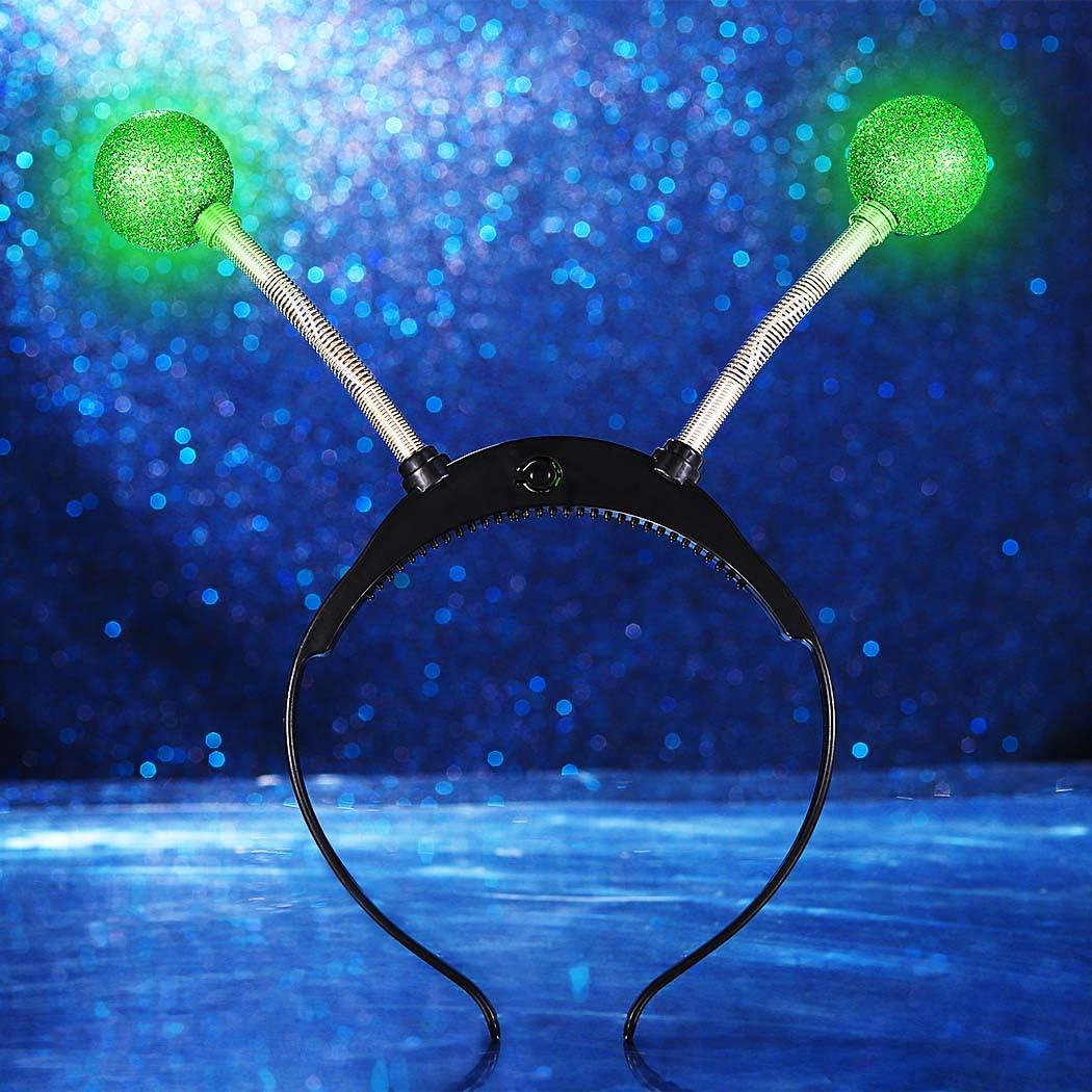 Sixexey Light Up Alien Headband LED Martian Hair Band Antenna Hair Accessories for Women (Green, One Size) (1 Count (Pack of 1))