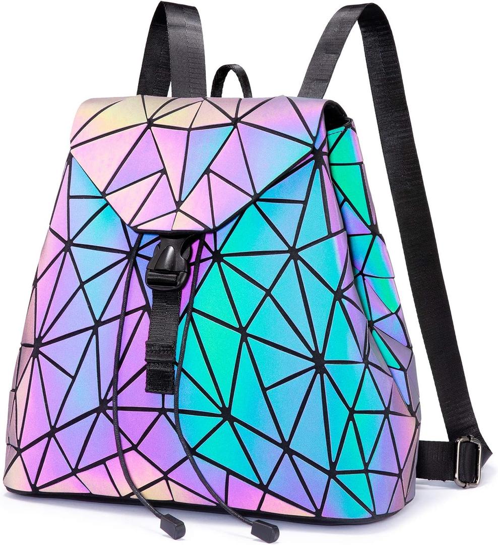 LOVEVOOK Geometric Luminous Purses and Handbags for Women Holographic Reflective Crossbody Bag Wallet