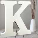 AOCEAN 10 Inch White Big Wood Letters, Unfinished Wooden Letters for Wall Decor Decorative Standing Letters Slices Sign Board Decoration for Craft Home Party Projects (K)