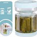 Glass Pickle Container with Strainer Flip, 51oz Hourglass Pickle Flip Jar, Leakproof Storage, Separates Juice for Olives, Onions, Gherkins