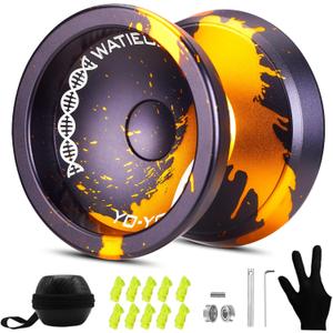 WATIEOBOO yoyo Professional Responsive Yo yo Bearing for Kids 8-12 Beginner Unresponsive yo yo Bearing for Fingerspin Yoyos Tricks with Yoyo Accessories-Black Gold