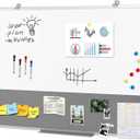 Combo Dry Erase Bulletin Board Wall Mounted Whiteboard and Pin Board Vision Board for Home Kitchen School Office College,Whiteboard & Felt Gray,36x24inches