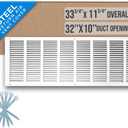 Fits 32x10 Duct Opening | Steel Return Air Grille by Handua | Vent Cover Grill for Sidewall and Ceiling | White | HVAC Cold Air Intake Grille | Outer Dimensions: 33.75"W X 11.75"