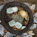22" Artificial Fall Wreath for Front Door Autumn Harvest Wreath with Pumpkin Oak Maple Leaf Pine Cones Eucalyptus Berry for Halloween Thanksgiving Day Indoor Outdoor Farmhouse Window Wall Décor