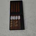 GLAMFIELDS Reusable Chopsticks Japanese Natural Wooden 5 Pairs Classic Style Lightweight Safe Chop Sticks 8.8 Inch/22.5cm Gift Set (Brown)