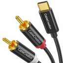 CableCreation USB C to RCA Audio Cable 6FT, Type-C to 2 Male Y RCA Splitter, RCA to USB C Adapter for iPhone 16 15 Series, Home Theater, DVD, Amplifier, Speaker, Car Stereo, Samsung Galaxy S23