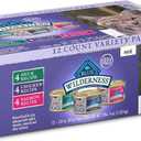 Blue Buffalo Wilderness High Protein, Natural Adult Pate Wet Cat Food Variety Pack, Chicken, Salmon, Duck 3-oz Cans (12 Count- 4 of Each Flavor) (EXP 01/09/28)