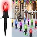 C9 Christmas Pathway Lights Outdoor, 24.2 Feet 20 LED String Lights With Stakes, Waterproof Connectable Decorations for Yard, Garden, Walkway, Driveway, Sidewalk, Multicolored, 2 Pack