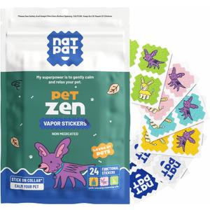 NATPAT Pet Zen Calming Patches for Dogs Non-Medicated Effective Stress Relief for Travel, Fireworks & Separation Anxiety - Long Lasting & Non-Toxic (24 Patches) - Locket Sold separetely