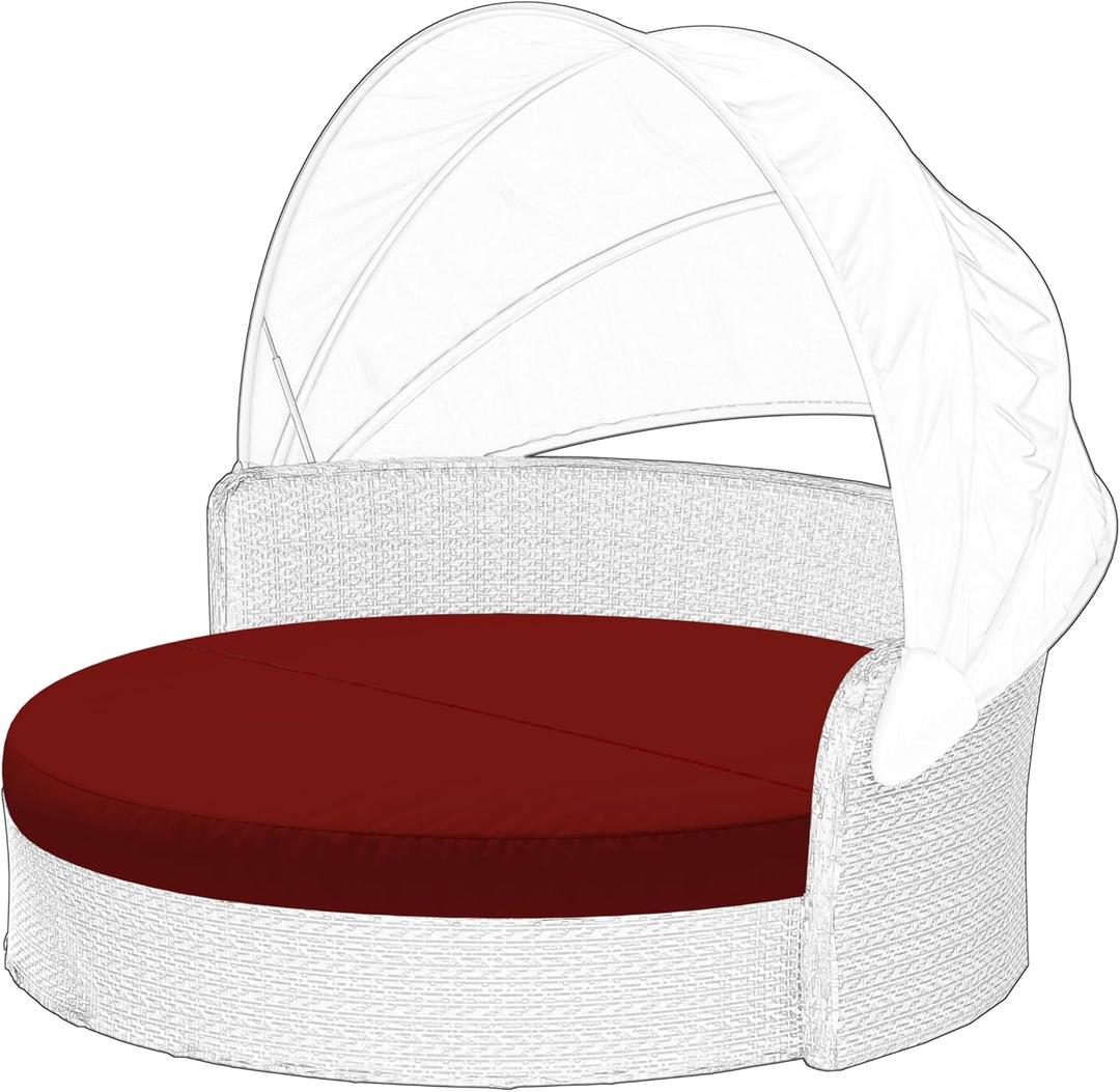 Outdoor Daybed Cushion Cover, 66" Replacement Round Bed Cushion Cover,Outdoor Waterproof and Fade-Resistant Sun Bed Outdoor Cushion Cover - Patio Round Daybed Cushion Cover, Cover ONLY (Red)