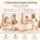 Woodtoe Montessori Mirror with Bar, Adjustable Baby Pull to Stand Toys, Natural Unpainted Solid Wood Frame & Baby Pull Up Bar, Infant Coordination Toddler Mirror, Developmental Toys for 6-18 Months