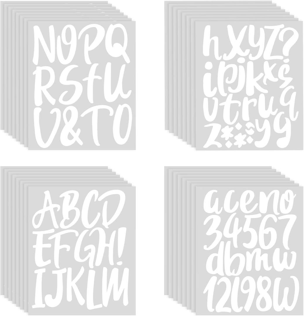 Outus 576 Pieces 8 Sheets Letters Stickers Self Adhesive Vinyl Letter for Graduation Cap Alphabet Number Stickers Mailbox Numbers Sticker, Decals for Classroom Decor Sign Door (White,4 Inch)