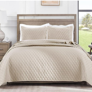 Exclusivo Mezcla Reversible King Size Quilt Bedding Set with Pillow Shams, Lightweight Quilts King Size, Soft Bedspreads Bed Coverlets for All Seasons - (Brich Beige, 104"x96")  