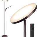 LED Floor Lamp, 48W 4000LM Super Bright Torchiere Lamps with Adjustable Reading Light, Dimmable Standing Lights with Remote & Touch Control,Brown