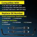 55398938AC Front Suspension Stabilizer Sway Bar Kit for Dodge Ram 1500 4x4 2009-2018 Ram 1500 Classic 2019-2022 4WD K80894 Front Sway Bar Swaybar Link Kit 55398938AB
