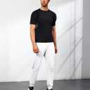 Mens Joggers with Zipper Pockets Lightweight Sweatpants for Men Pants Athletic Workout Running Track Gym (White, M)