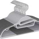 BAGAIL Plastic Hangers 50 Pack with Non-Slip Design,0.2 Inches Thick, 360Swivel Hook Space Saving Organizer for Bedroom Closet,Shirts,Pants(Grey- S Shaped) (Gray)