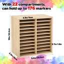 11-Tier Bamboo Marker Organizer with 22 Compartments - Holds 176 Art Markers, No Assembly Horizontal Storage Marker Rack, Bamboo Pen Holder for Desk, Classroom & Office Stationery
