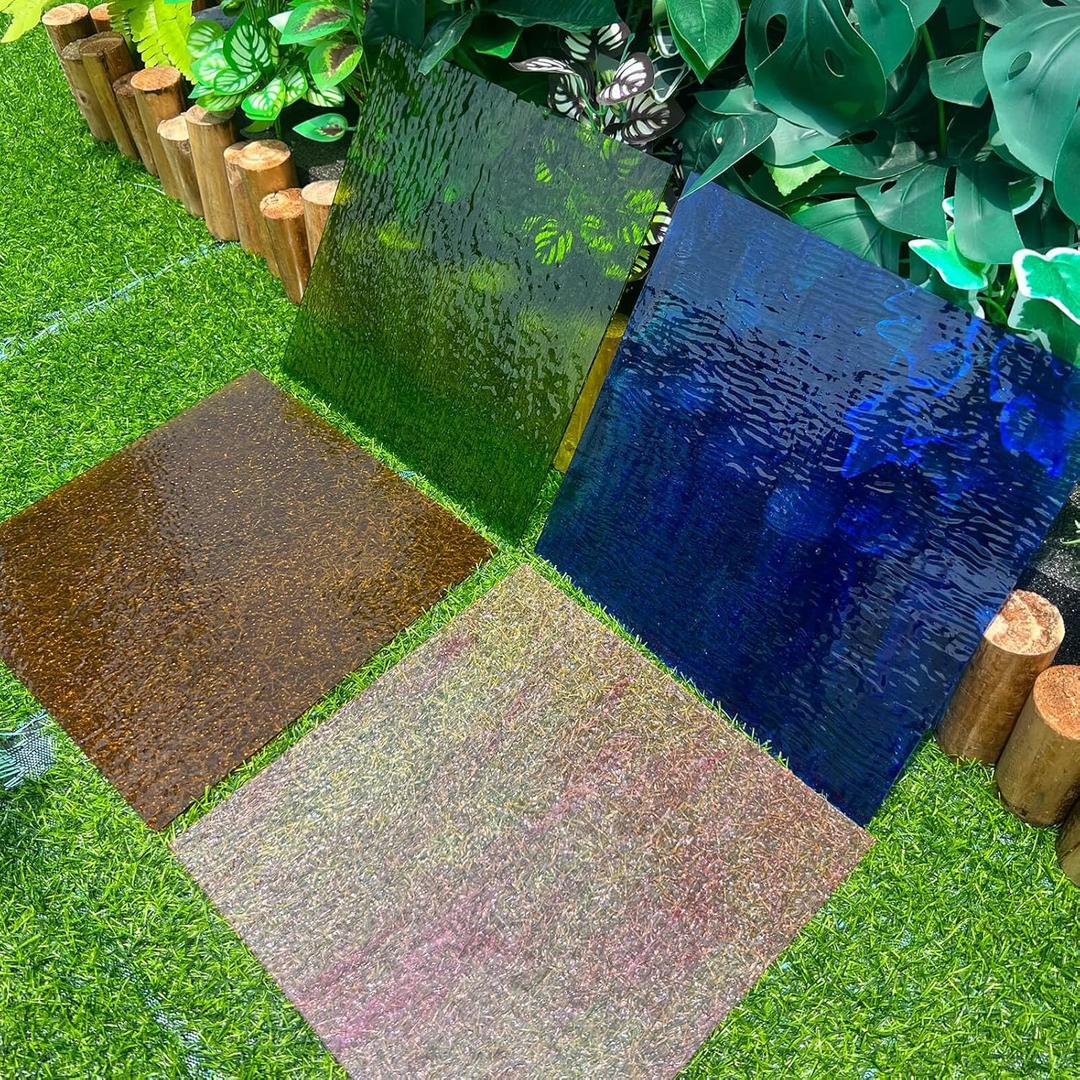 LITMIND 4 Sheets 12” x 12” Textured Transparent Stained Glass Variety Pack, Perfect for Stunning Crafts, Projects, and Mosaic Artistry