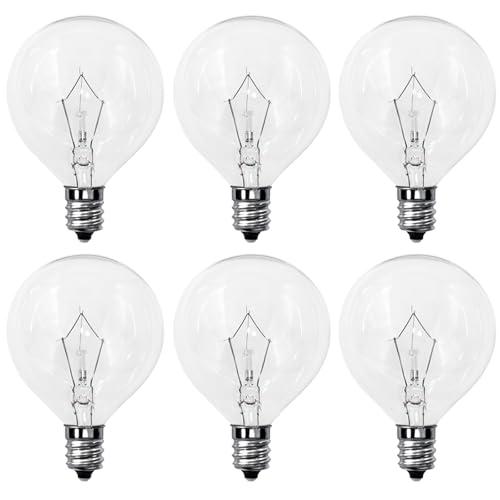 Candle Warmer Lamp Bulb,25 Watt Scentsy Light Bulbs for Wax Warmer,Wax Burner,G50 120V E12 Base Light Bulbs for Full Size Scentsy Wax Warmer,Long Lifespan Wax Warmer Bulbs,Warm White,6 Pack ﻿